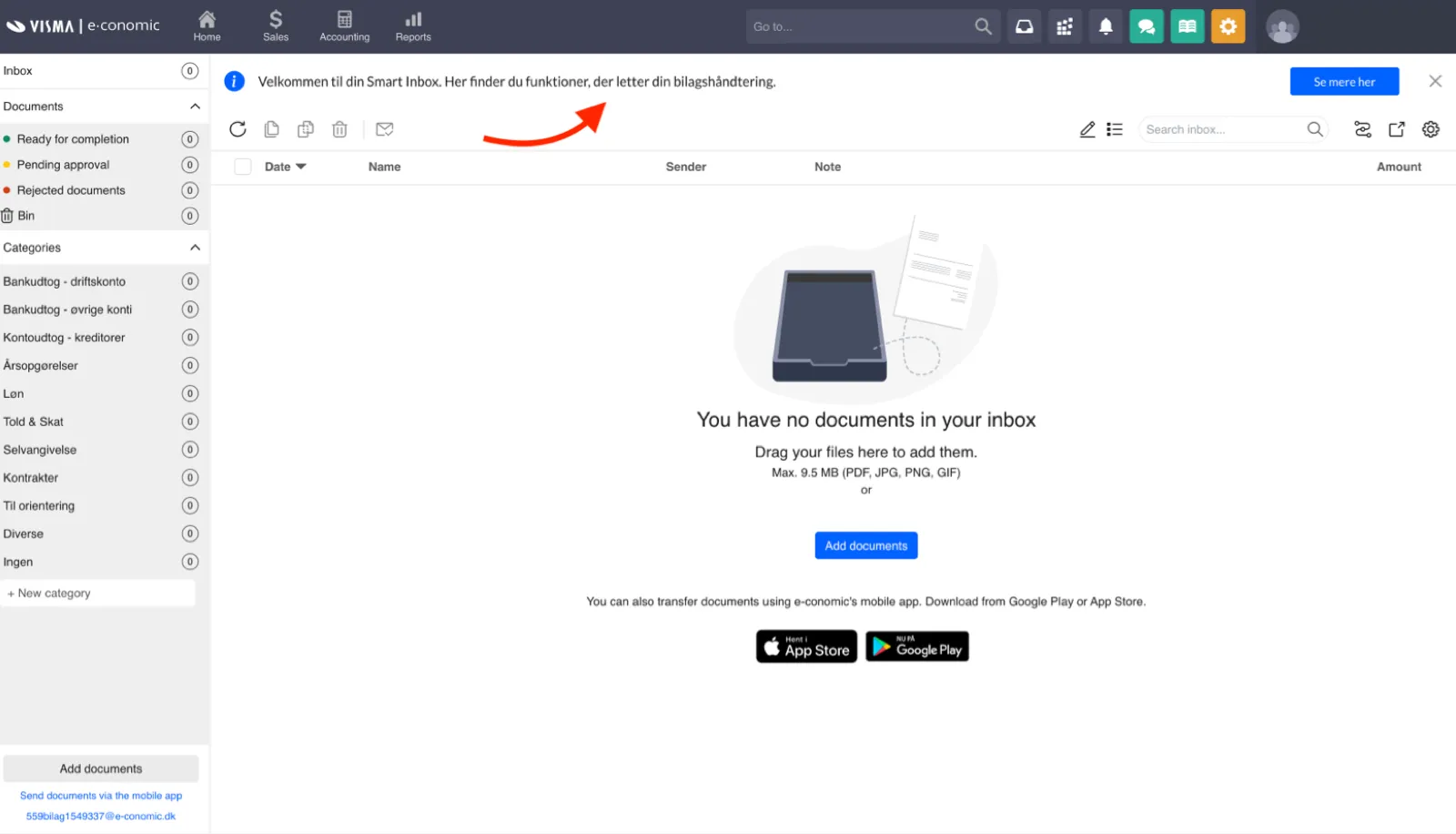  Bar component used to welcome users to their Smart inbox